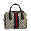 GUCCI GG Supreme Sherry Line Boston Bag PVC Navy Red 37 02 3839 75966