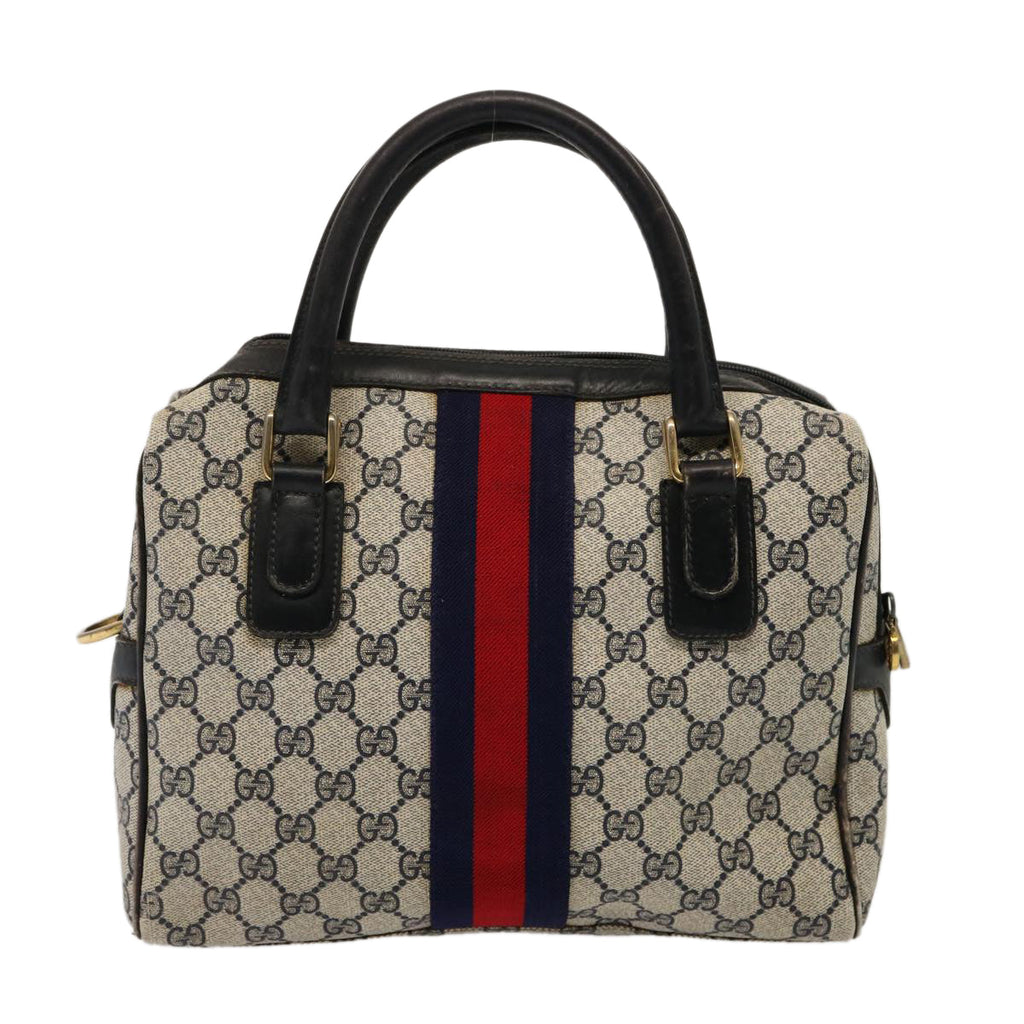 GUCCI GG Supreme Sherry Line Boston Bag PVC Navy Red 37 02 3839 75966