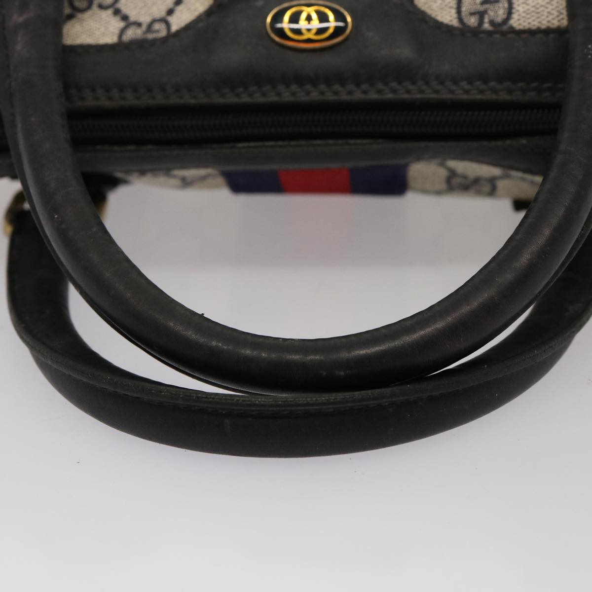 GUCCI GG Supreme Sherry Line Boston Bag PVC Navy Red 37 02 3839 75966