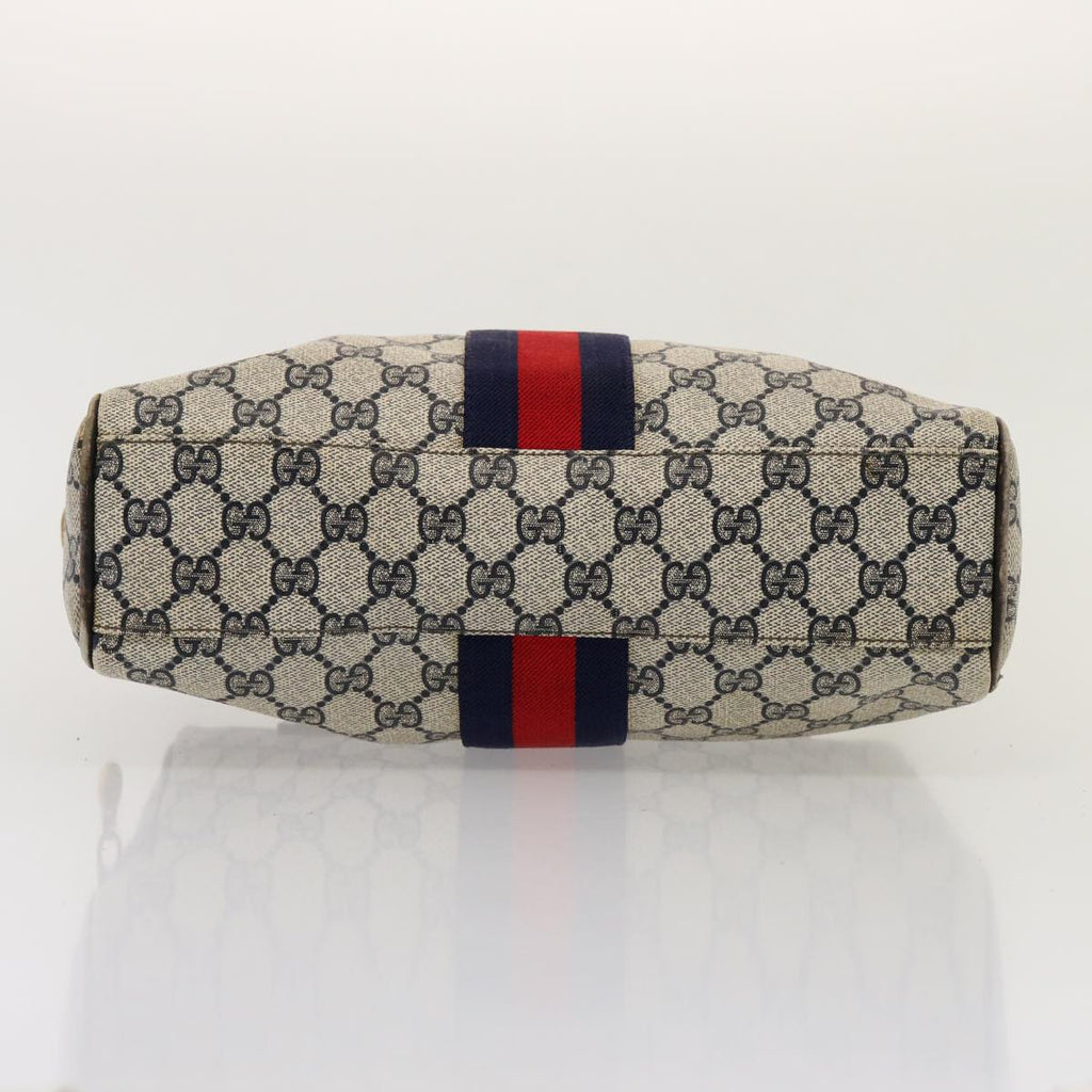 GUCCI GG Supreme Sherry Line Boston Bag PVC Navy Red 37 02 3839 75966