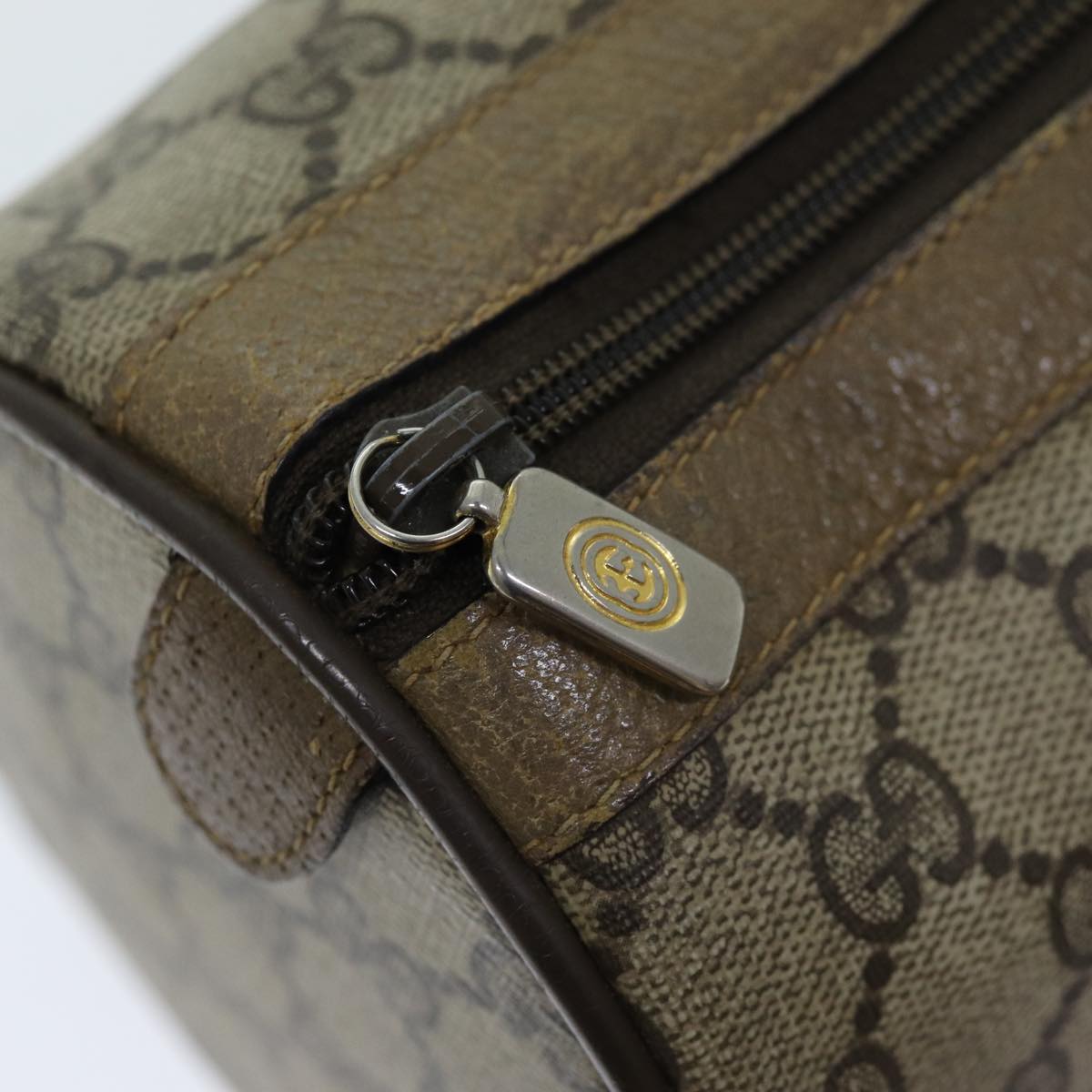 GUCCI GG Supreme Web Sherry Line Boston Bag PVC Beige Red 116 02 006 75968