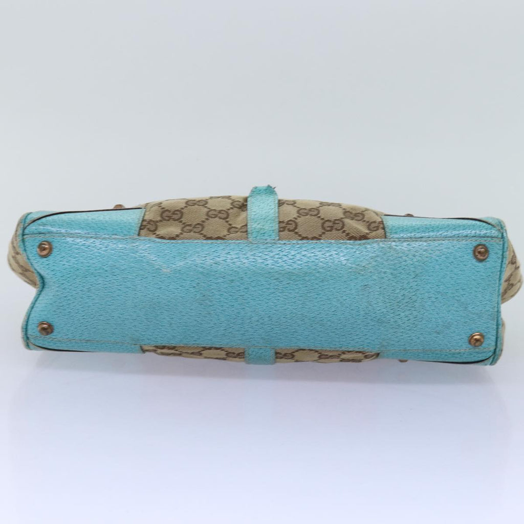 GUCCI GG Canvas Jackie Shoulder Bag Beige Light Blue 124407 75970