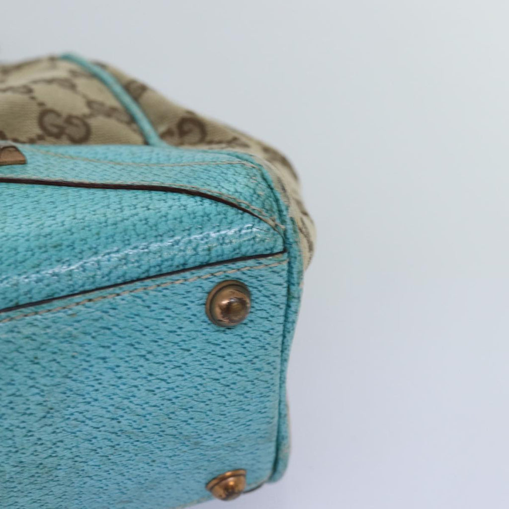GUCCI GG Canvas Jackie Shoulder Bag Beige Light Blue 124407 75970