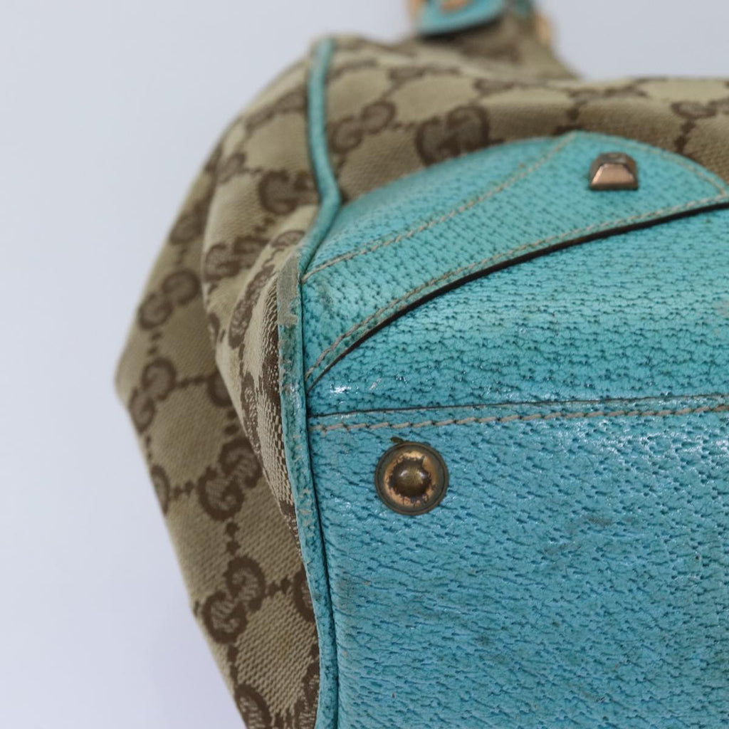 GUCCI GG Canvas Jackie Shoulder Bag Beige Light Blue 124407 75970