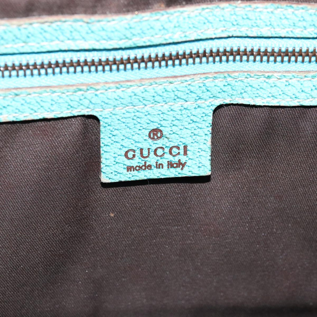 GUCCI GG Canvas Jackie Shoulder Bag Beige Light Blue 124407 75970