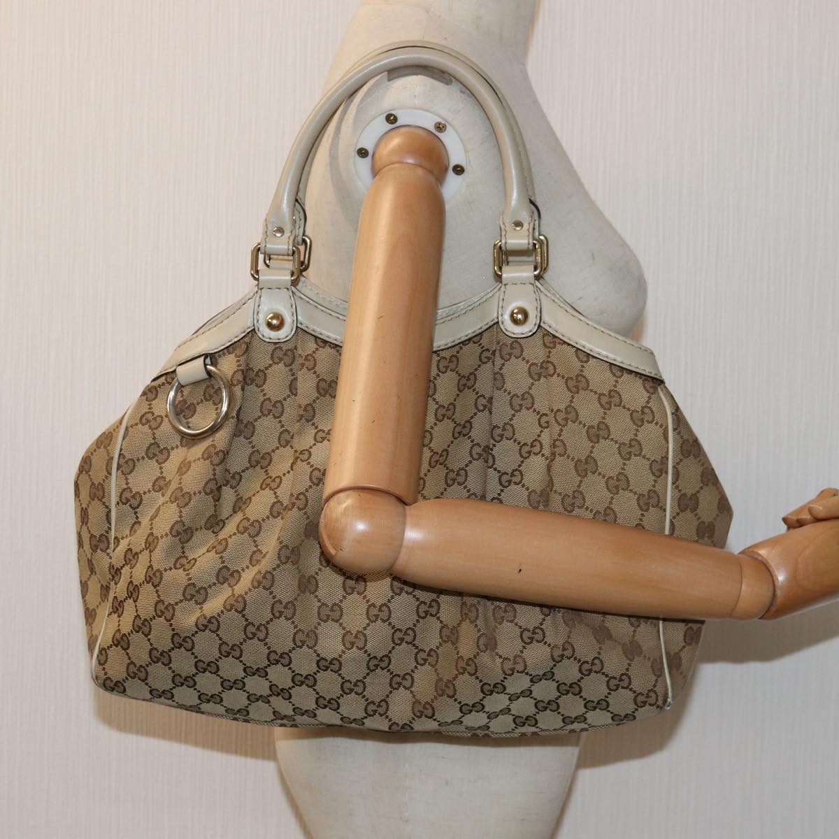 GUCCI GG Canvas Tote Bag Beige 211944 75975