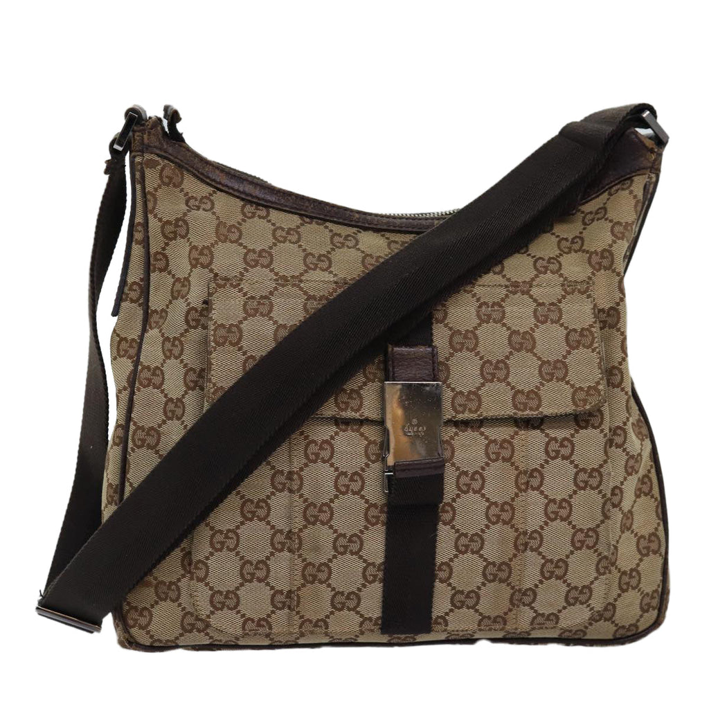 GUCCI GG Canvas Shoulder Bag Beige 131211 75979