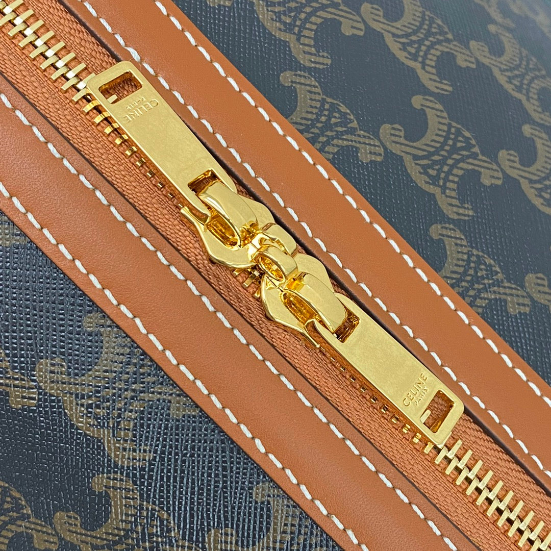 CE Large Voyage Bag In Triomphe Canvas With Dog Print Tan For Women 20in/50cm 
