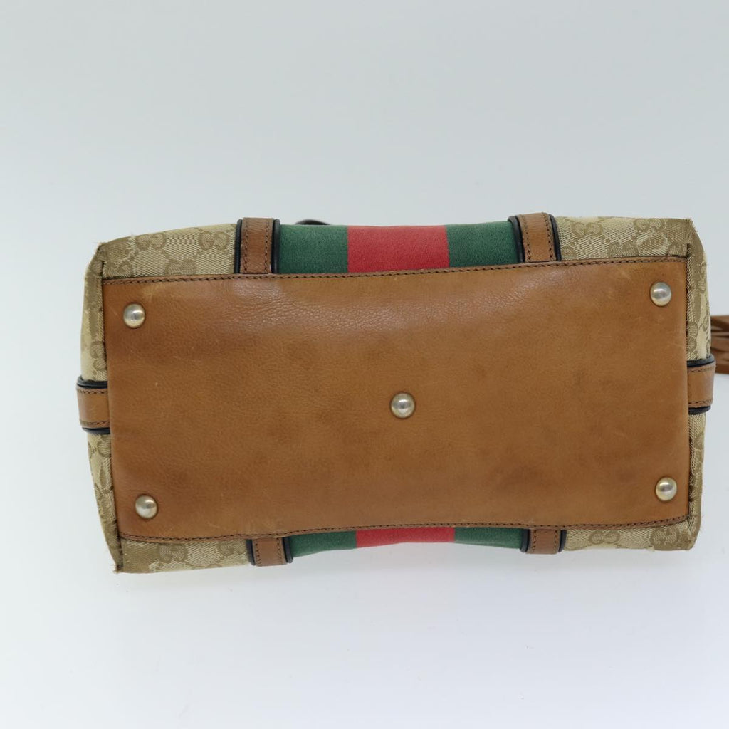 GUCCI GG Canvas Web Sherry Line Hand Bag 2way Beige Red Green 353114 75982