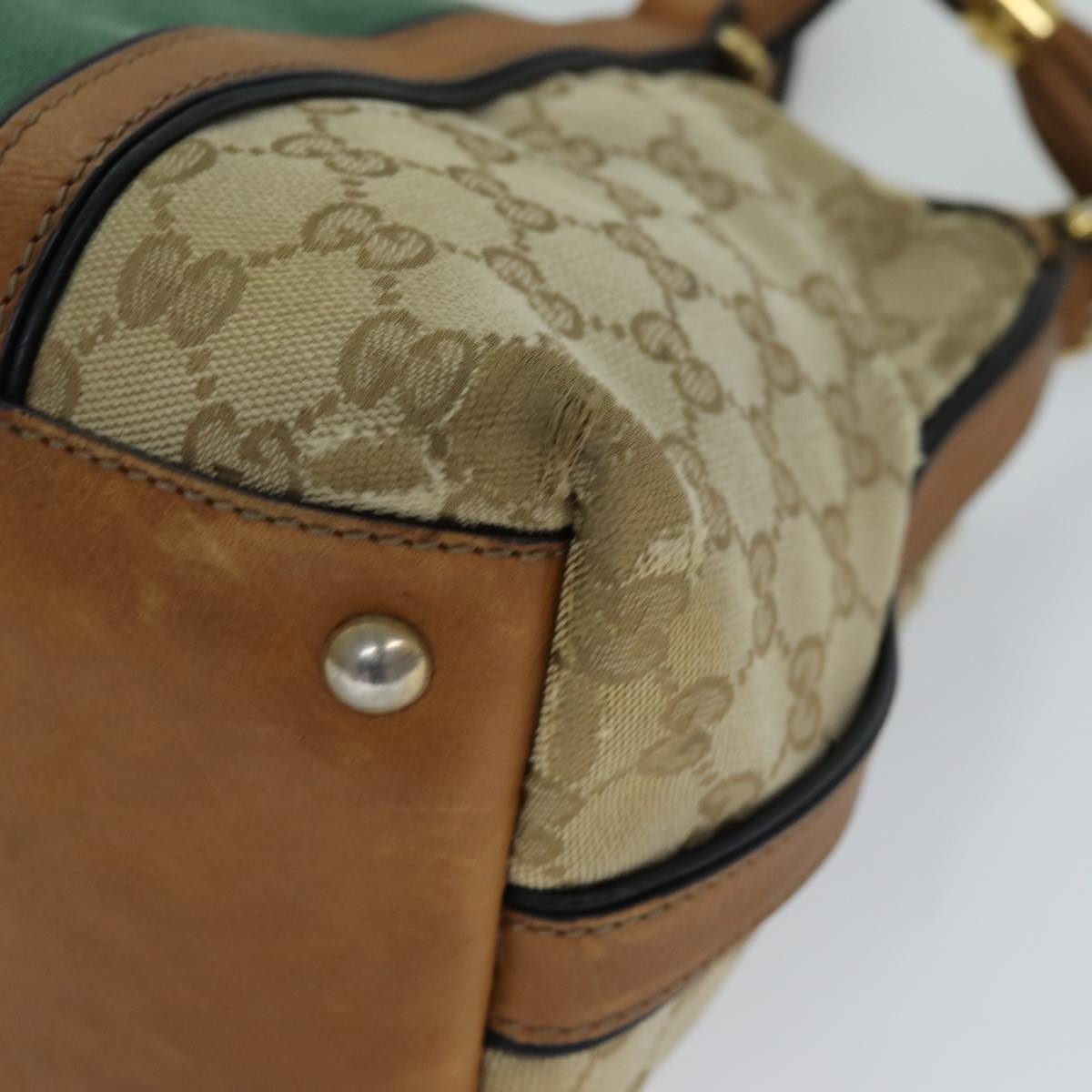 GUCCI GG Canvas Web Sherry Line Hand Bag 2way Beige Red Green 353114 75982