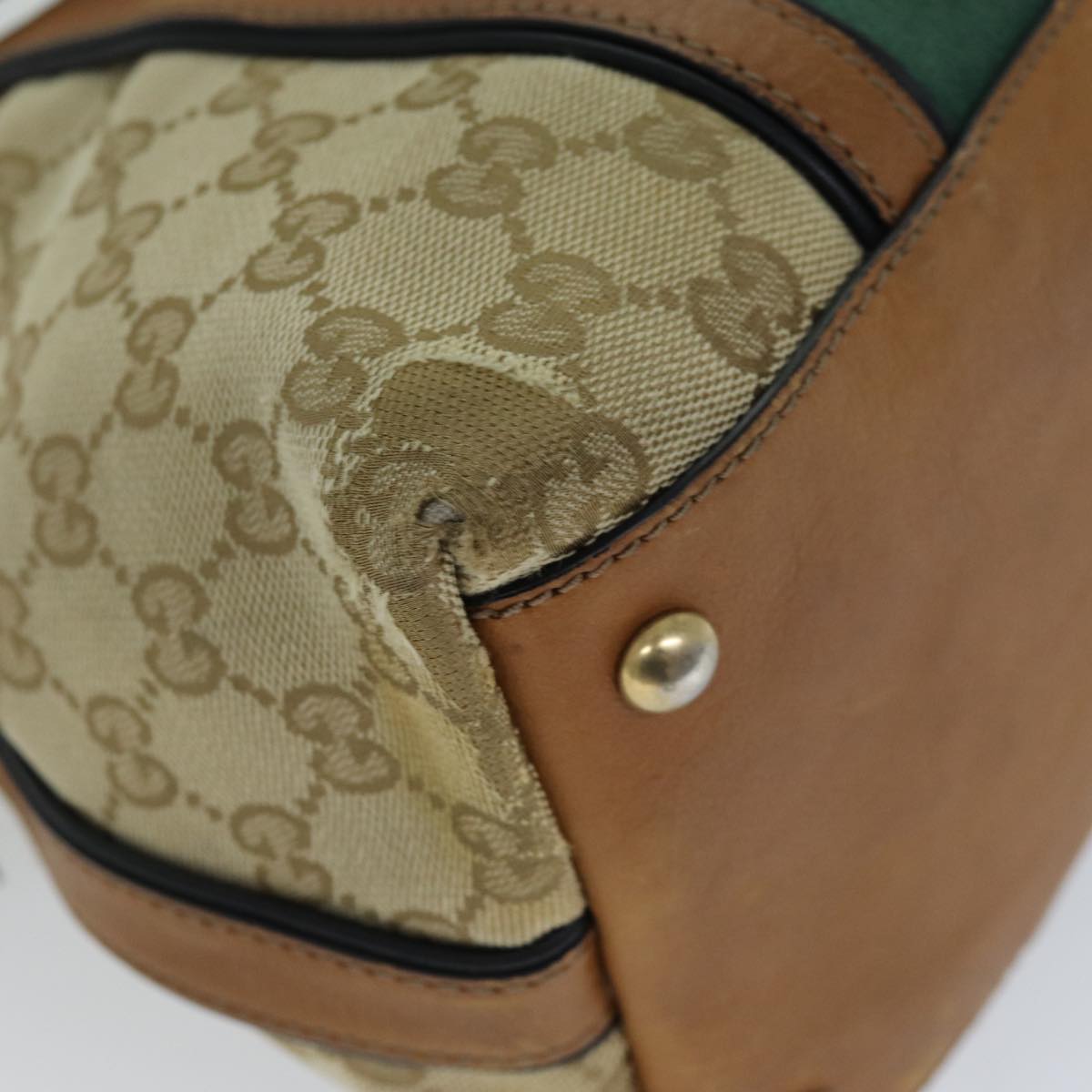 GUCCI GG Canvas Web Sherry Line Hand Bag 2way Beige Red Green 353114 75982