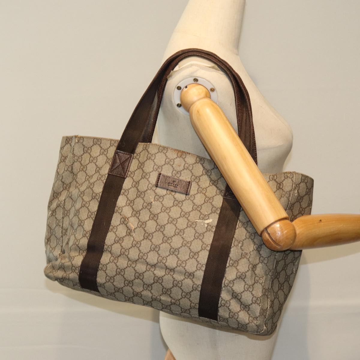 GUCCI GG Supreme Tote Bag PVC Beige 141624 75986