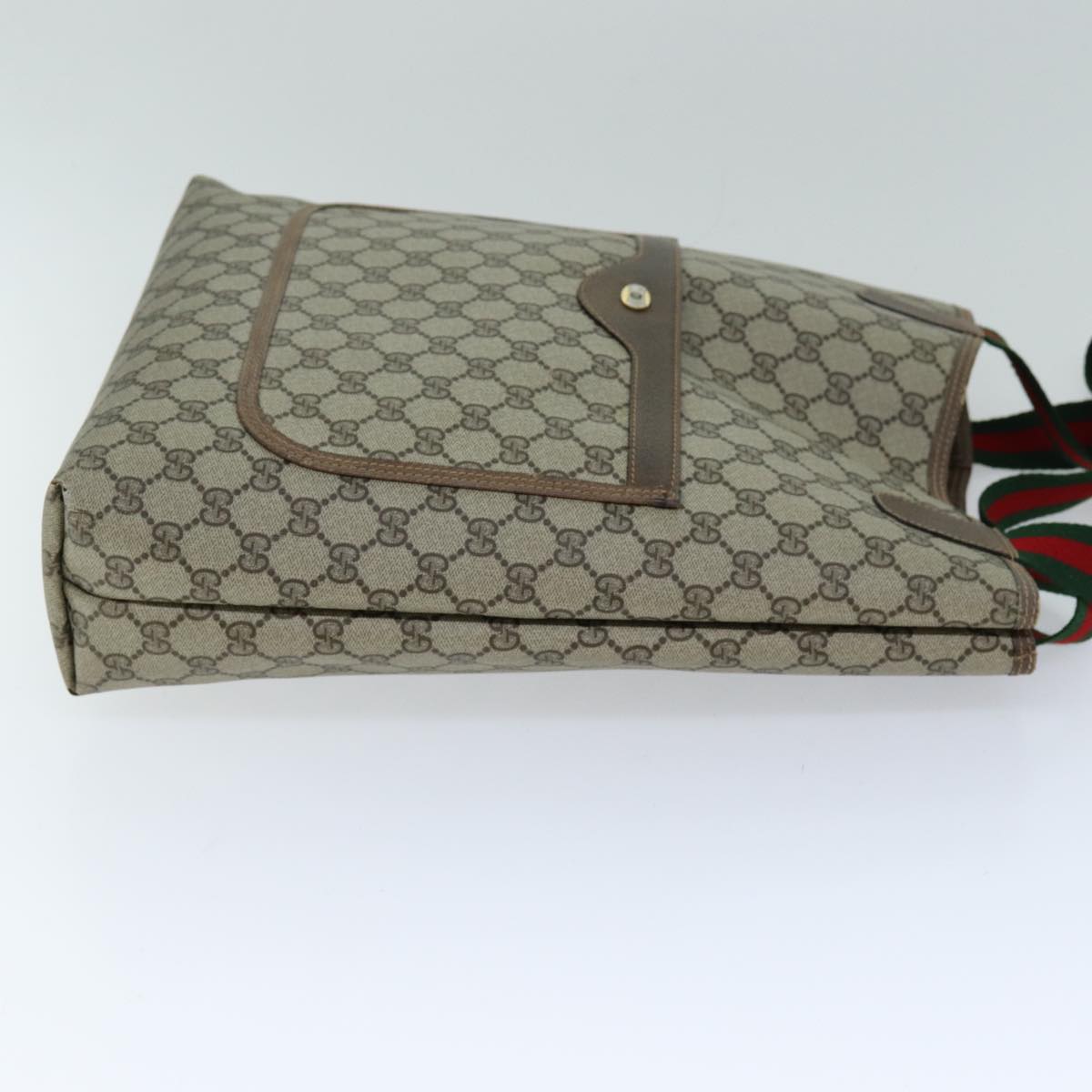 GUCCI GG Supreme Web Sherry Line Tote Bag PCVLeather Beige 39 02 003 75990