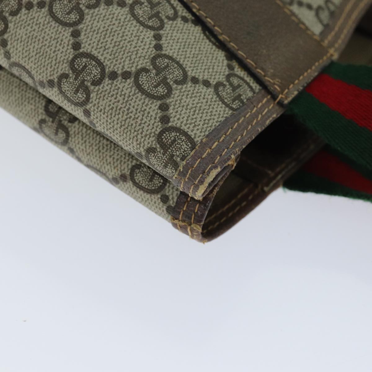 GUCCI GG Supreme Web Sherry Line Tote Bag PCVLeather Beige 39 02 003 75990