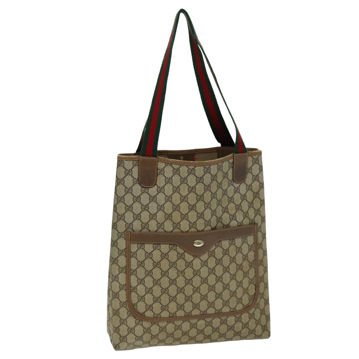 GUCCI GG Supreme Web Sherry Line Tote Bag PCVLeather Beige 39 02 003 75991