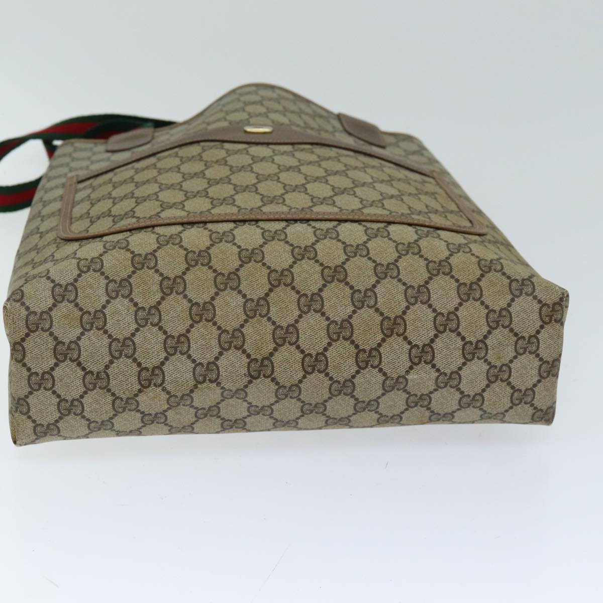 GUCCI GG Supreme Web Sherry Line Tote Bag PCVLeather Beige 39 02 003 75991