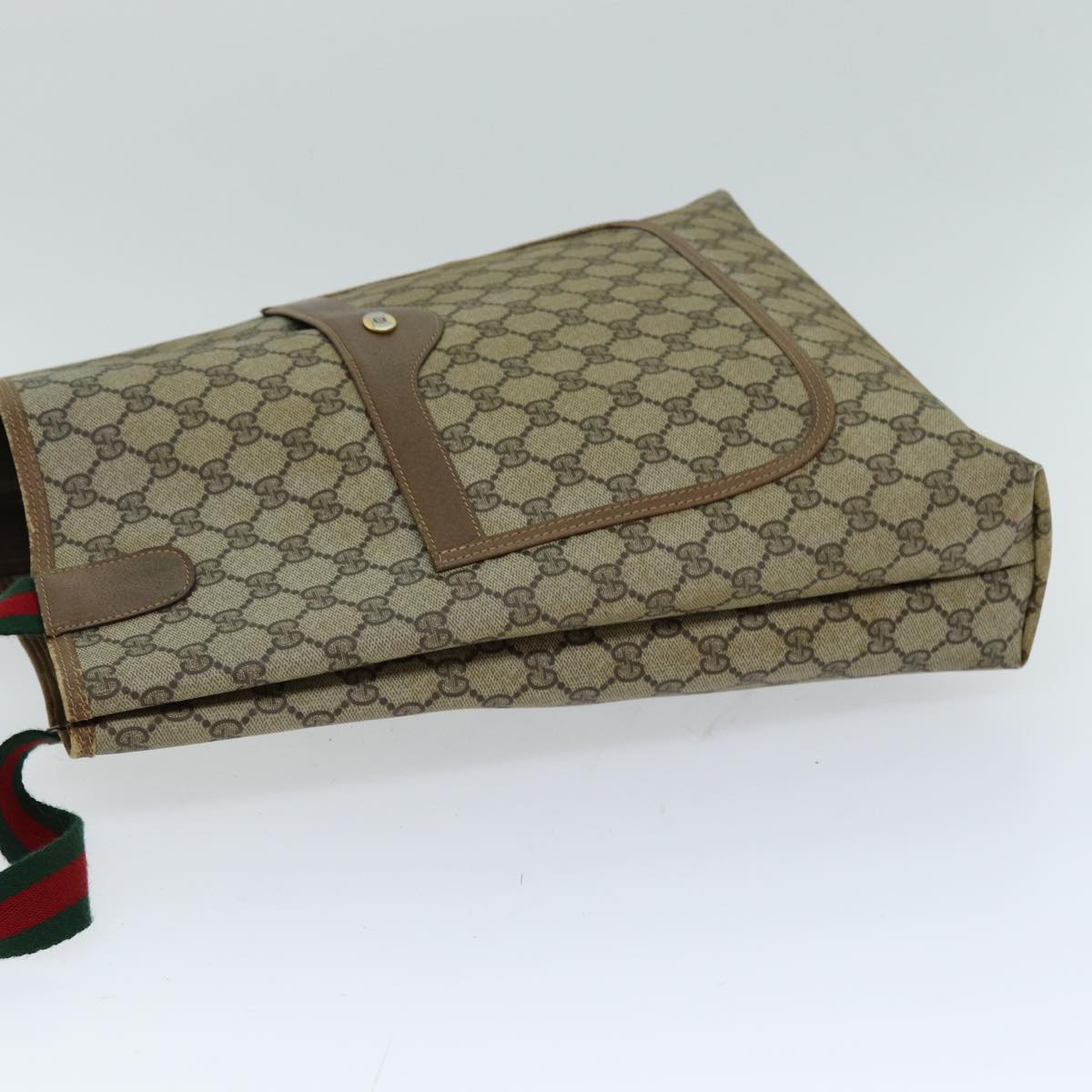 GUCCI GG Supreme Web Sherry Line Tote Bag PCVLeather Beige 39 02 003 75991