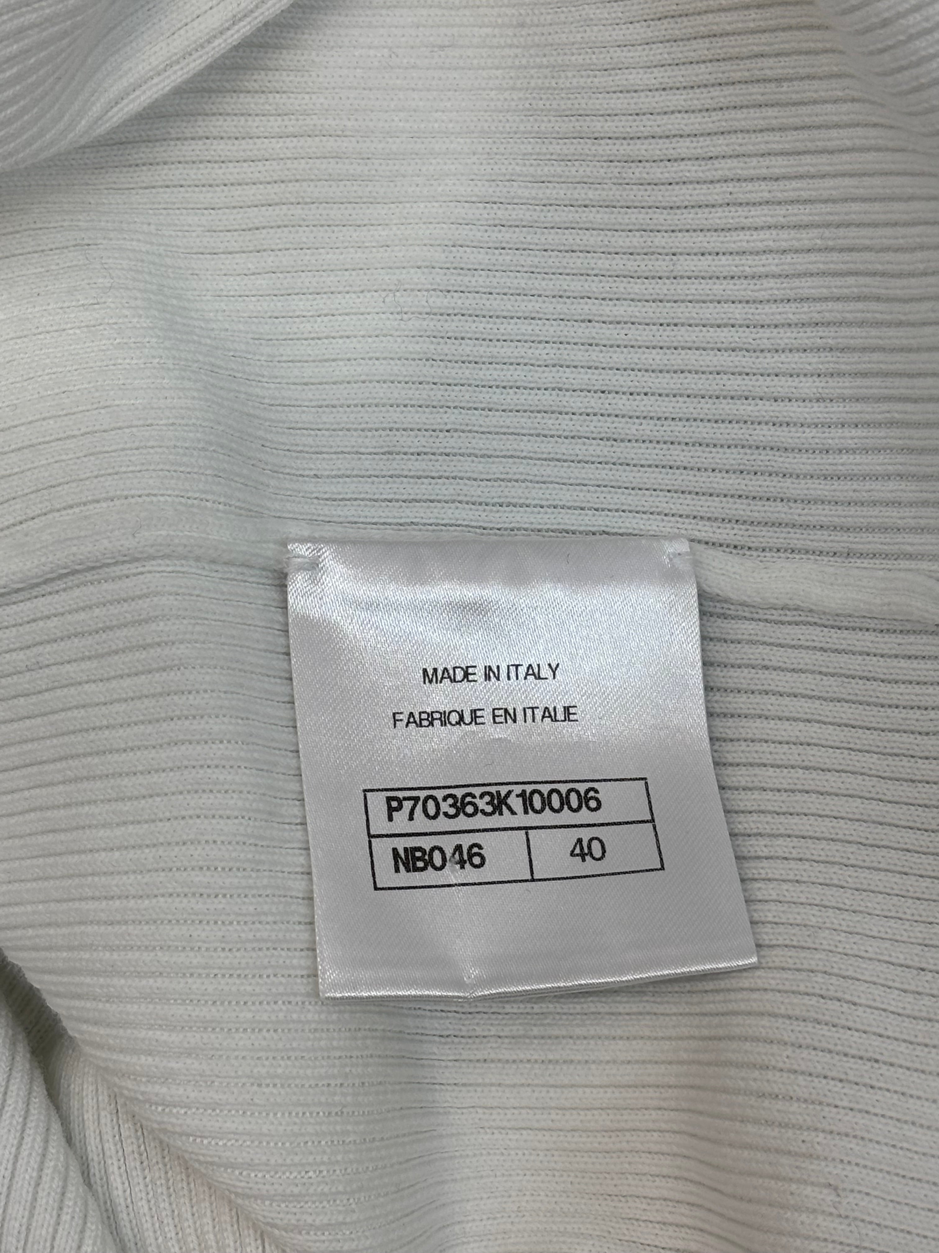 CHANEL White Ribbed Multicolor Clover Tank Top Sz 40(10US)