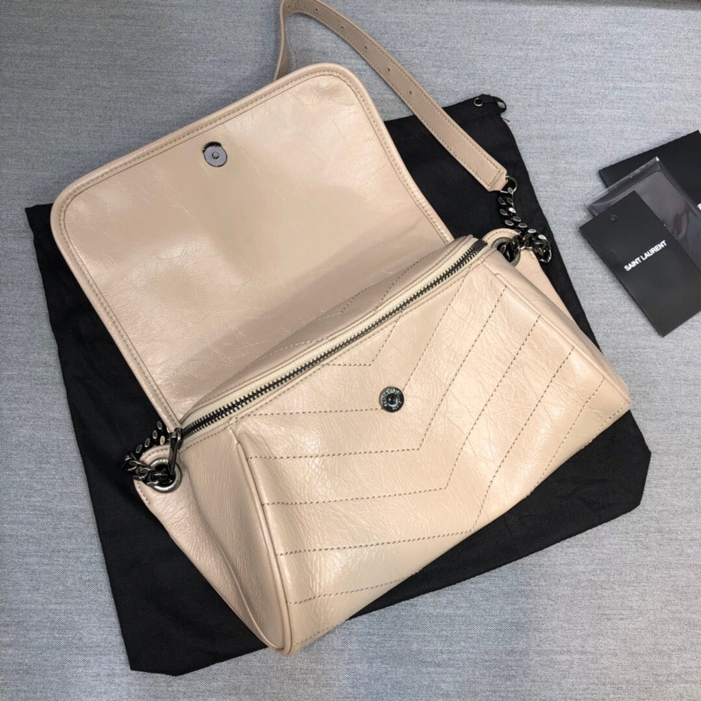 GLAMI Niki MeGLAMIum Crinkled Shoulder Bag Beige For Women 11in/28cm YSL
