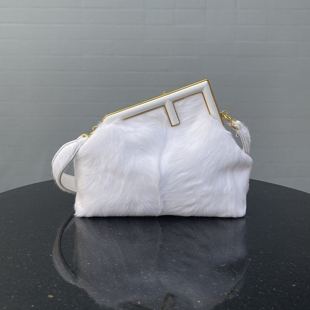 FI First MeGLAMIum White Fox Fur Bag For Woman 32.5cm/13in