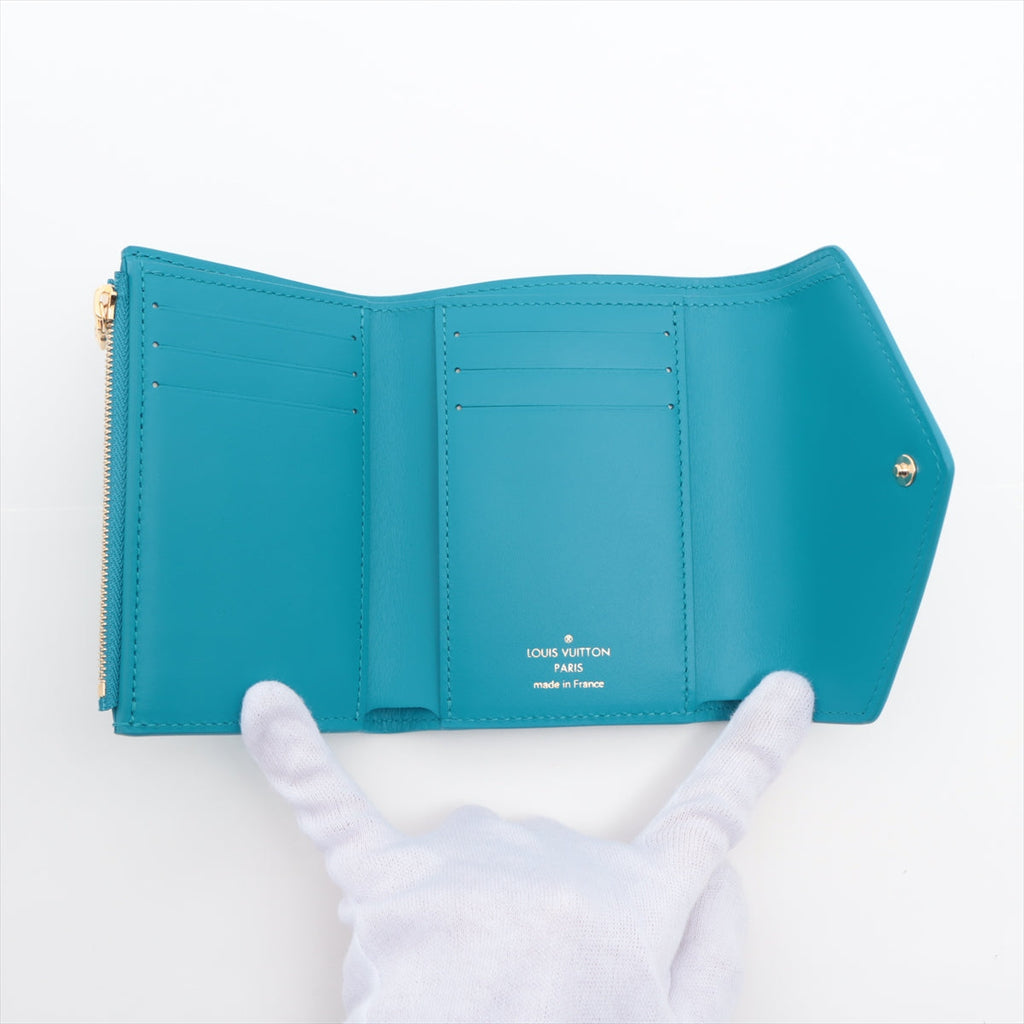 Louis Vuitton Nanograms Portefolio Victoria M82314 Blue Compact Wallet