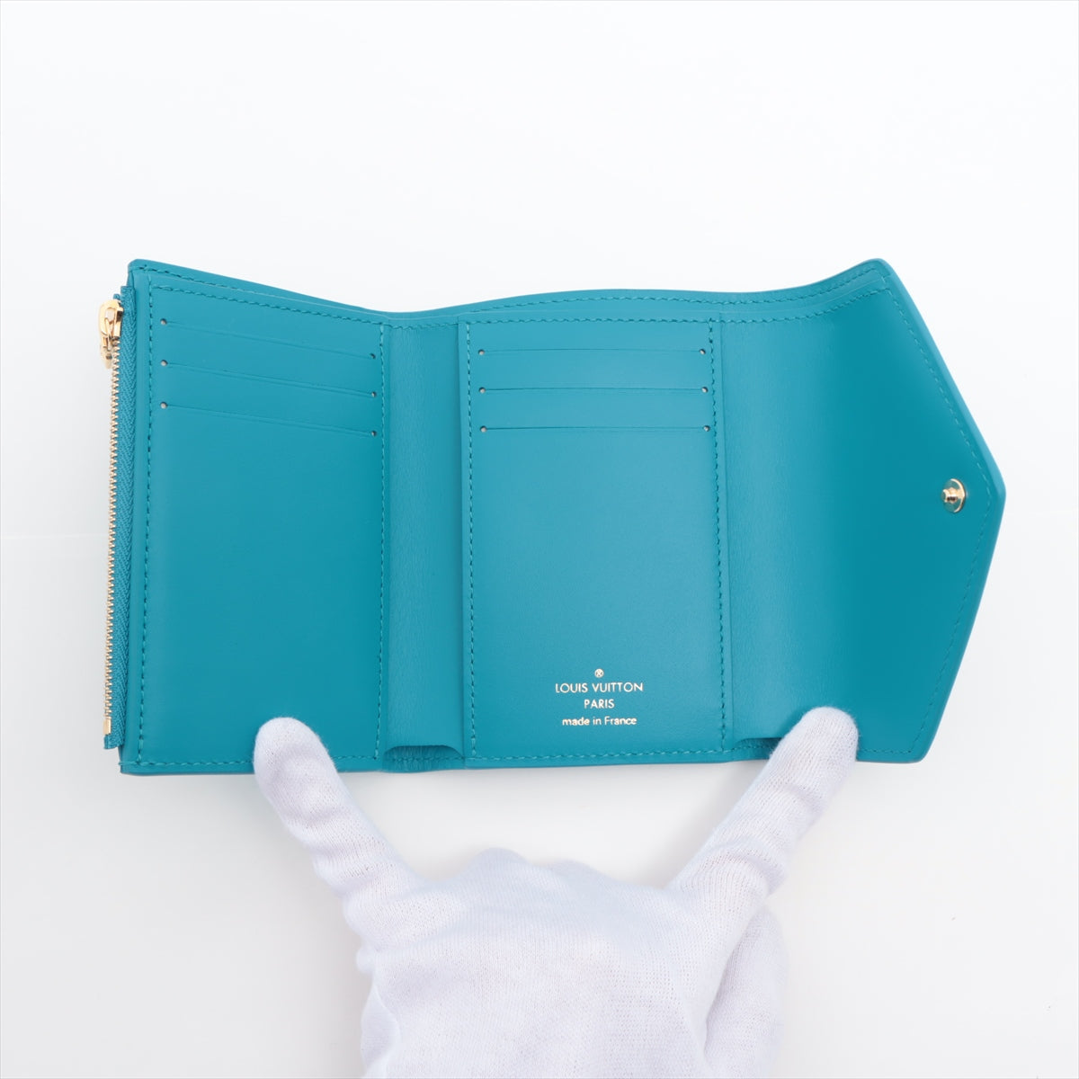 Louis Vuitton Nanograms Portefolio Victoria M82314 Blue Compact Wallet