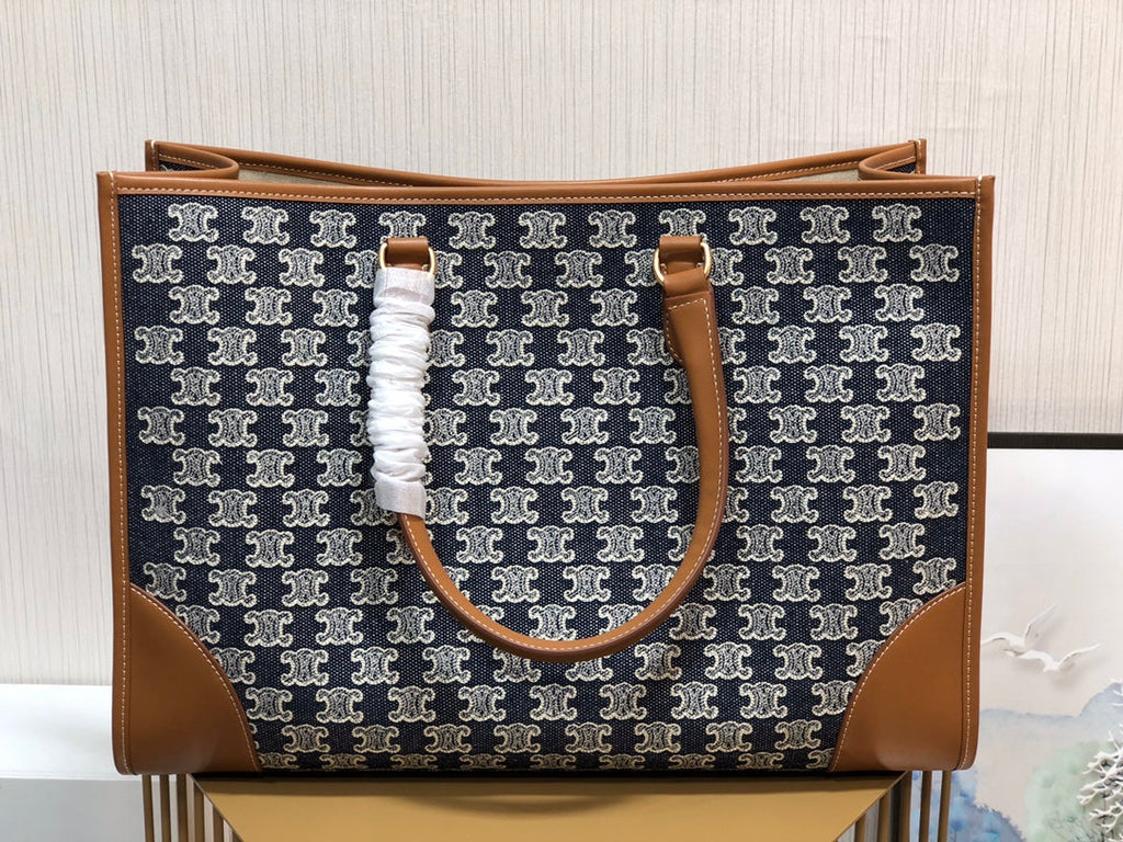 GLAMI Horizontal Cabas In Textile With Triomphe Embroidery Denim For Women 17in/43cmÃƒâ€šÃ‚Â 