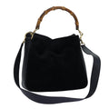 GUCCI Bamboo Shoulder Bag Suede 2way Black 001 1705 1638 76025