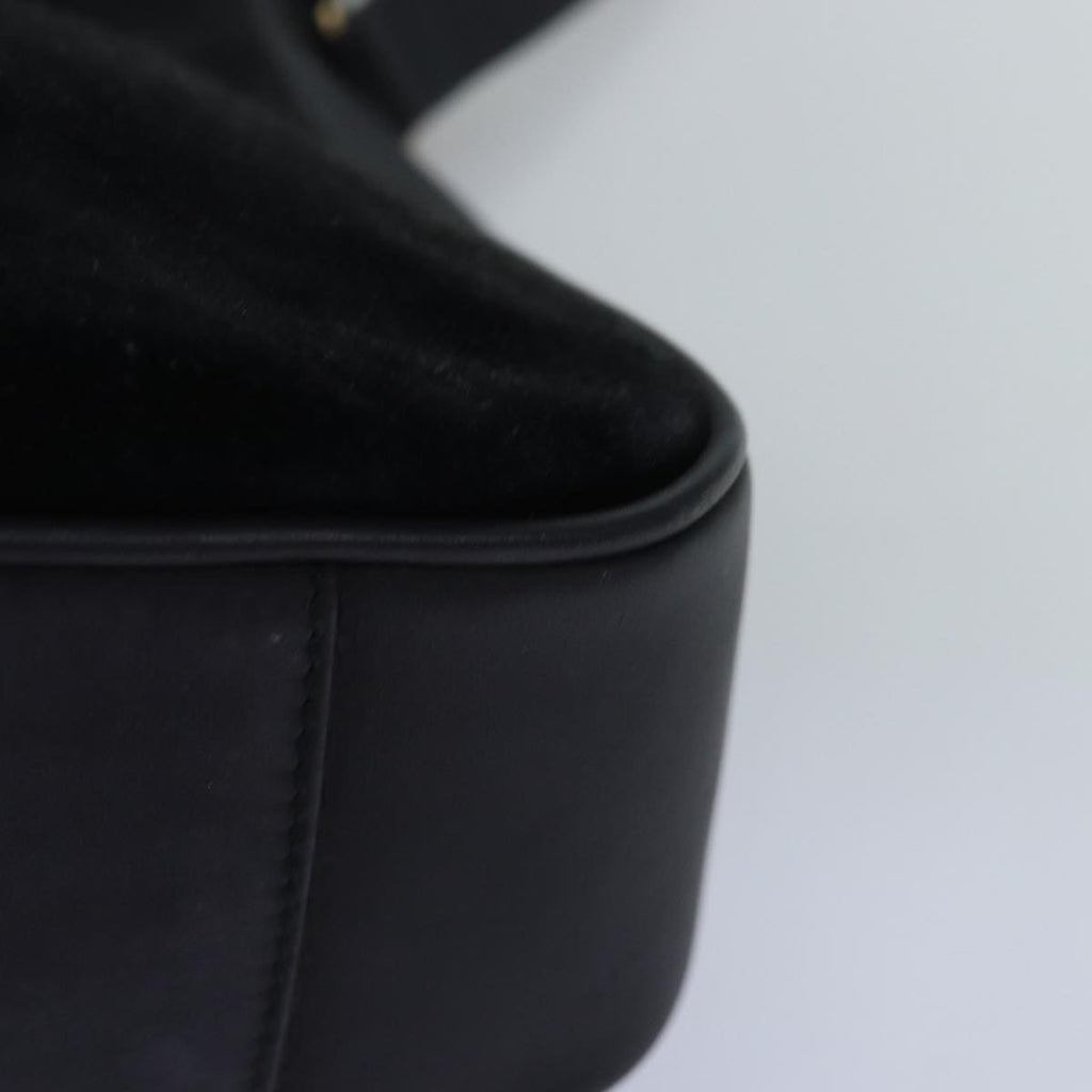GUCCI Bamboo Shoulder Bag Suede 2way Black 001 1705 1638 76025