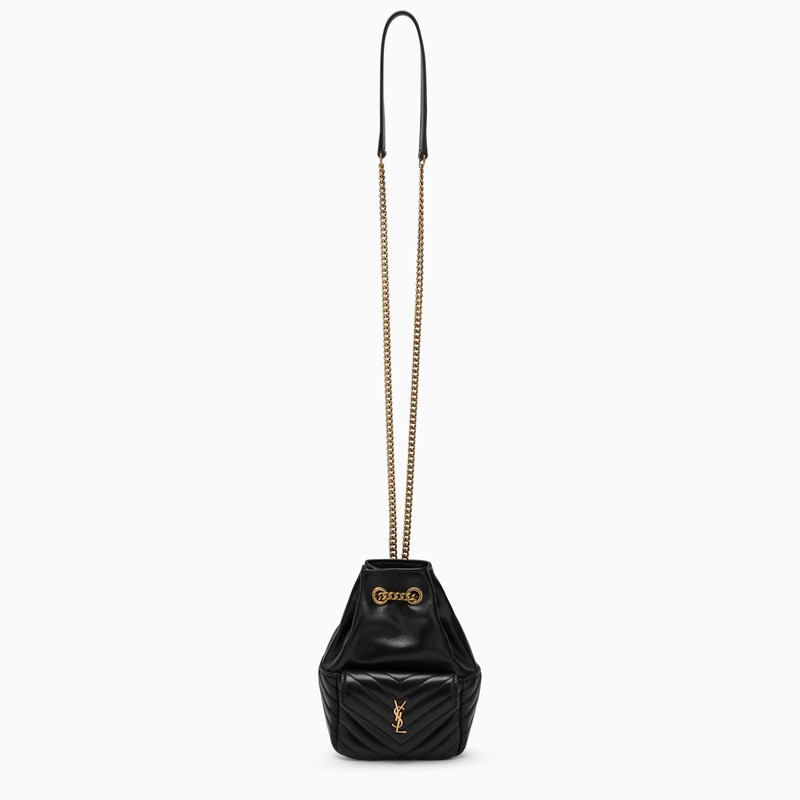 Saint Laurent Joe Mini Black Quilted Leather Bucket Bag Women