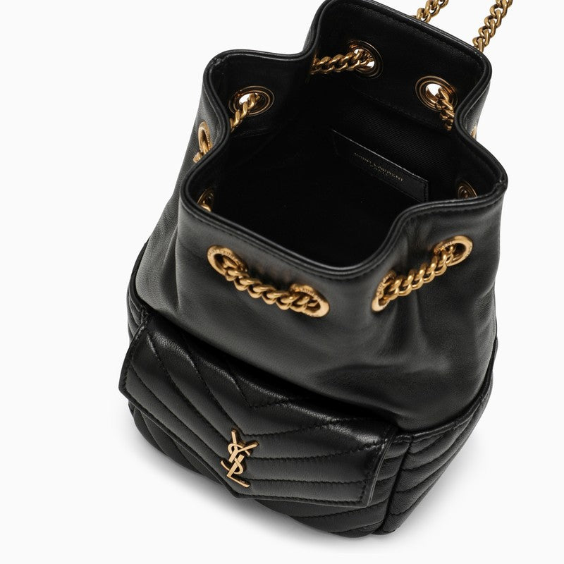 Saint Laurent Joe Mini Black Quilted Leather Bucket Bag Women