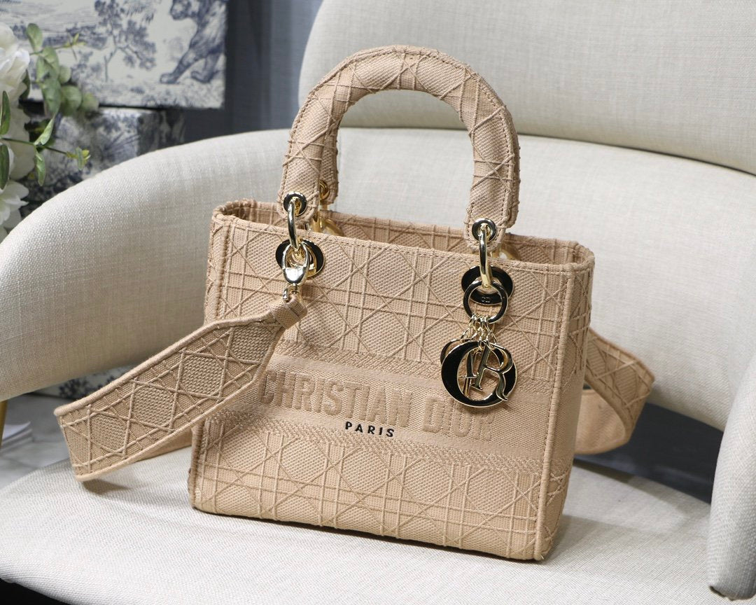 GLAMI MeGLAMIum Lady Bag Gold Toned Hardware Beige For Women 9.5in/24cm CD