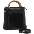 GUCCI Bamboo Hand Bag Leather 2way Black 76118