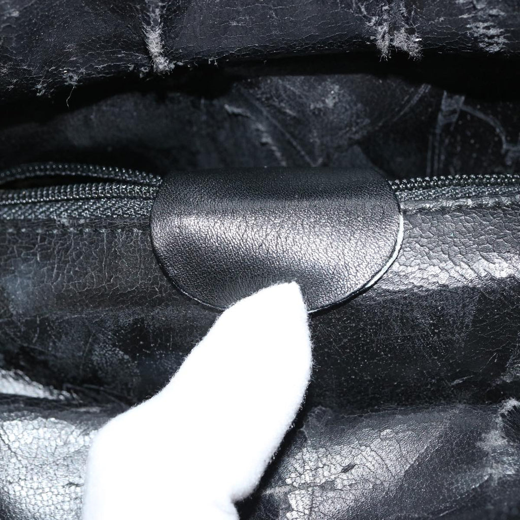 GUCCI Bamboo Hand Bag Leather 2way Black 76118