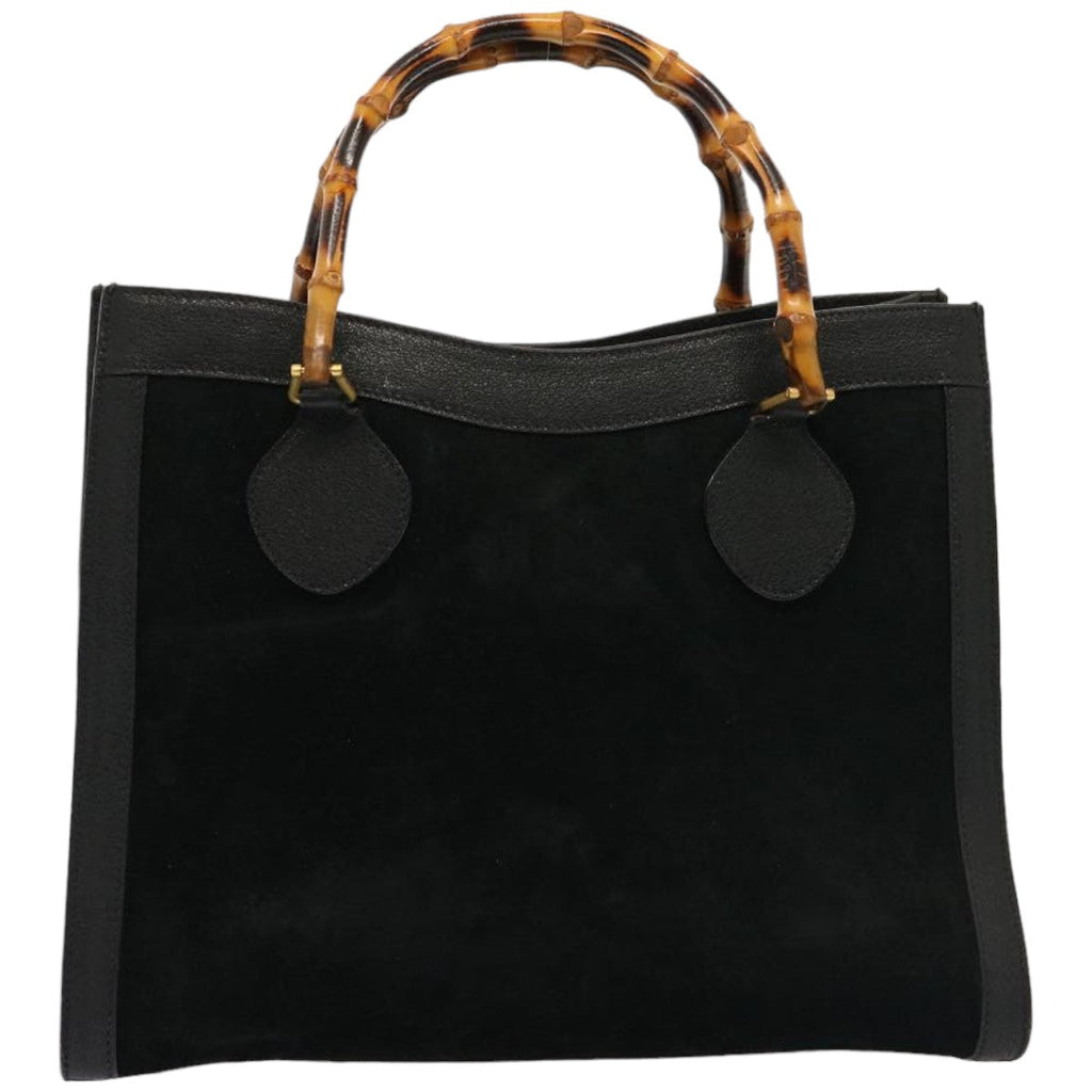 GUCCI Bamboo Tote Bag Suede Leather Black 002 0260 2615 76121