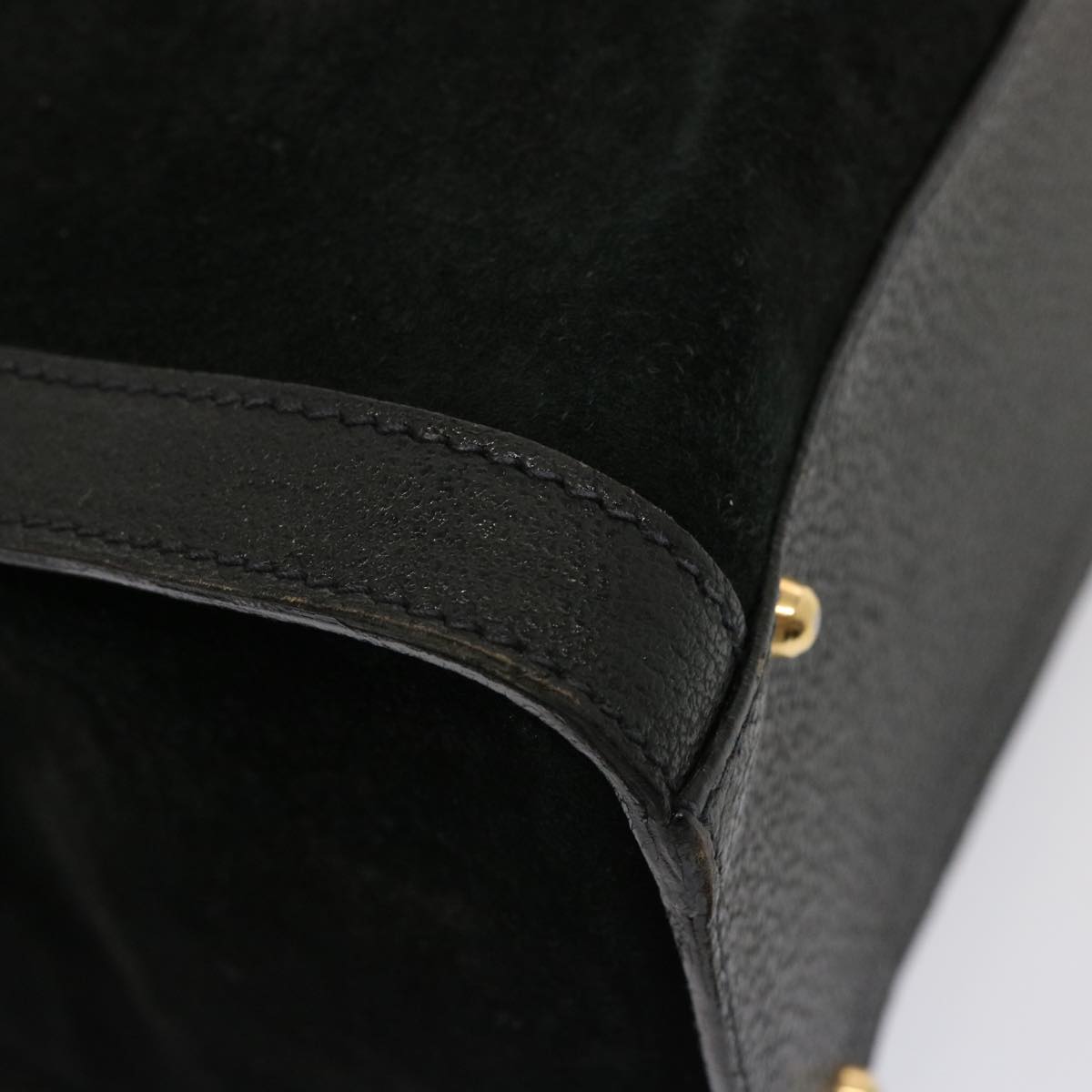 GUCCI Bamboo Tote Bag Suede Leather Black 002 0260 2615 76121