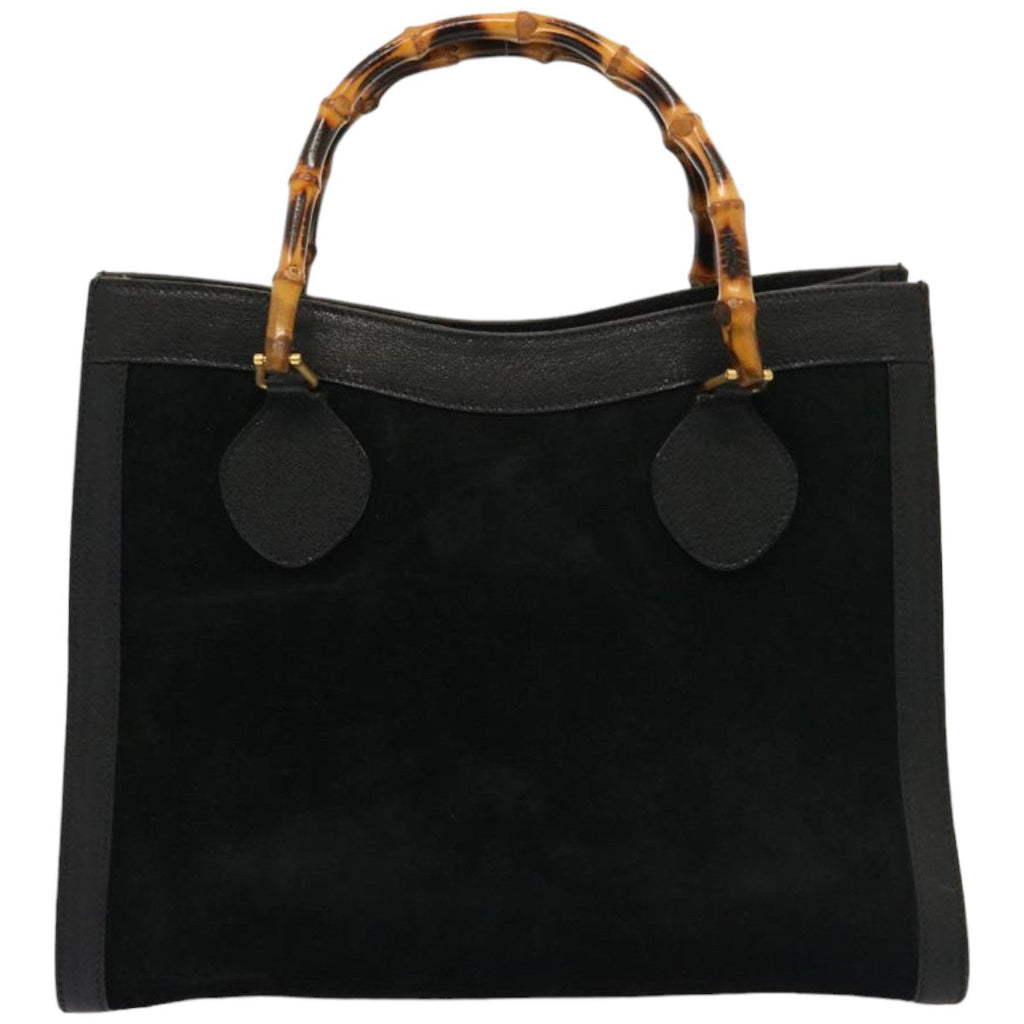 GUCCI Bamboo Tote Bag Suede Leather Black 002 0260 2615 76121
