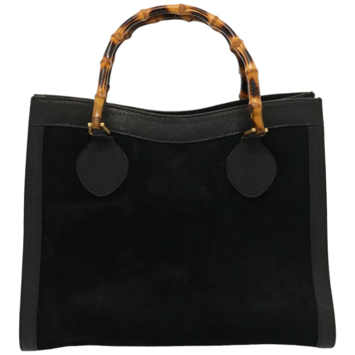 GUCCI Bamboo Tote Bag Suede Leather Black 002 0260 2615 76121