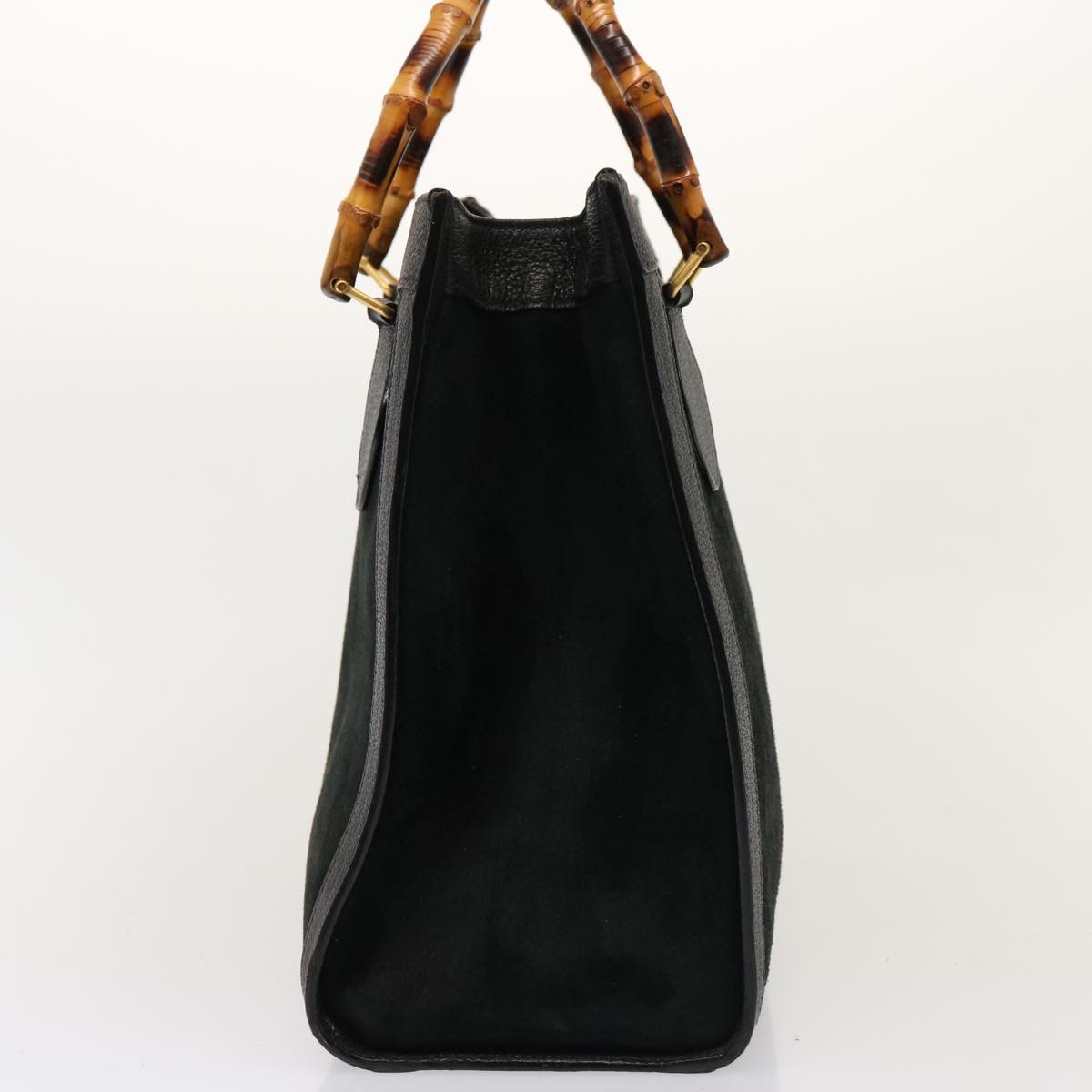 GUCCI Bamboo Tote Bag Suede Leather Black 002 0260 2615 76121