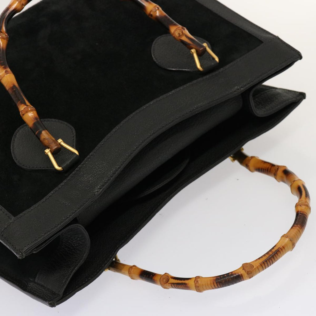 GUCCI Bamboo Tote Bag Suede Leather Black 002 0260 2615 76121