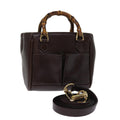 GUCCI Bamboo Hand Bag Leather 2way Brown 007 1793 0238 76157