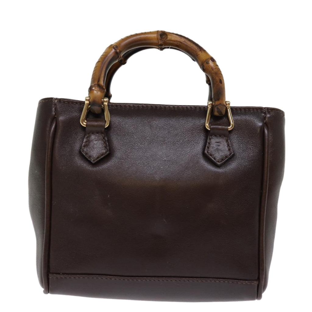GUCCI Bamboo Hand Bag Leather 2way Brown 007 1793 0238 76157
