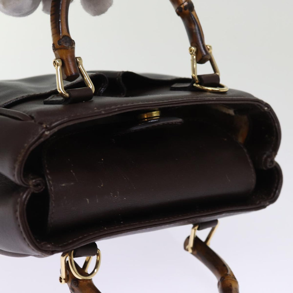 GUCCI Bamboo Hand Bag Leather 2way Brown 007 1793 0238 76157