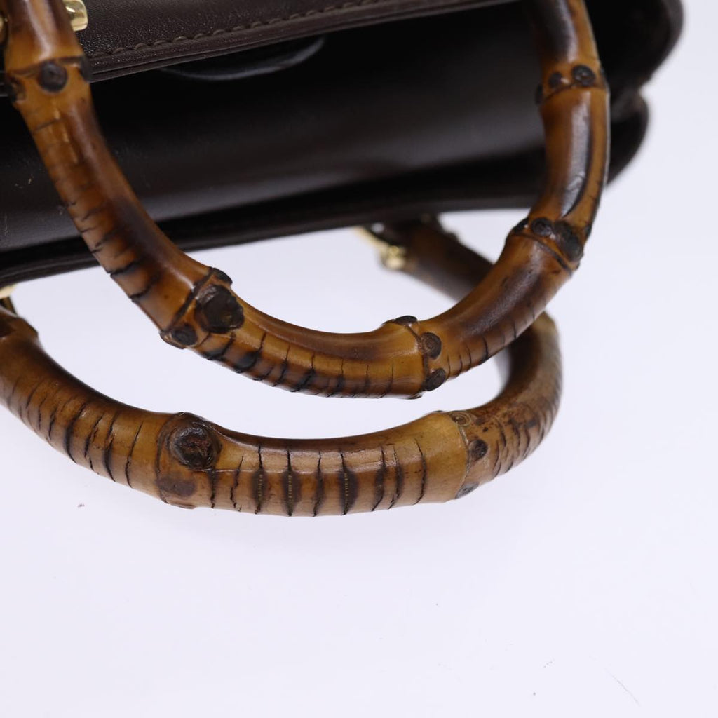 GUCCI Bamboo Hand Bag Leather 2way Brown 007 1793 0238 76157