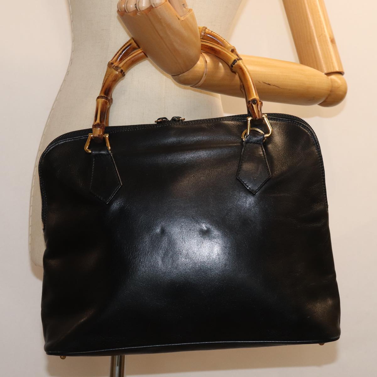 GUCCI Hand Bag Leather Black 000 1186 0289 76158