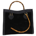 GUCCI Bamboo Hand Bag Suede Leather Black 002 1186 0260 76161