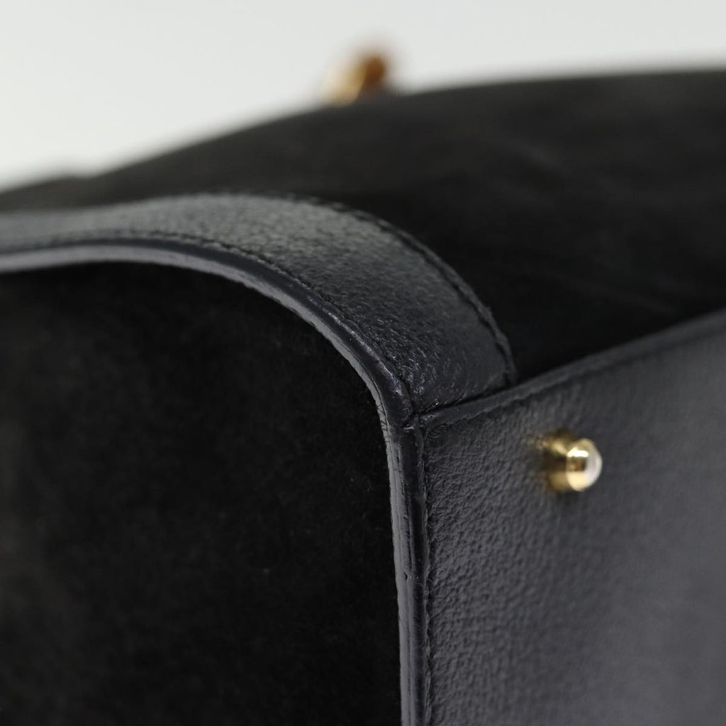 GUCCI Bamboo Hand Bag Suede Leather Black 002 1186 0260 76161