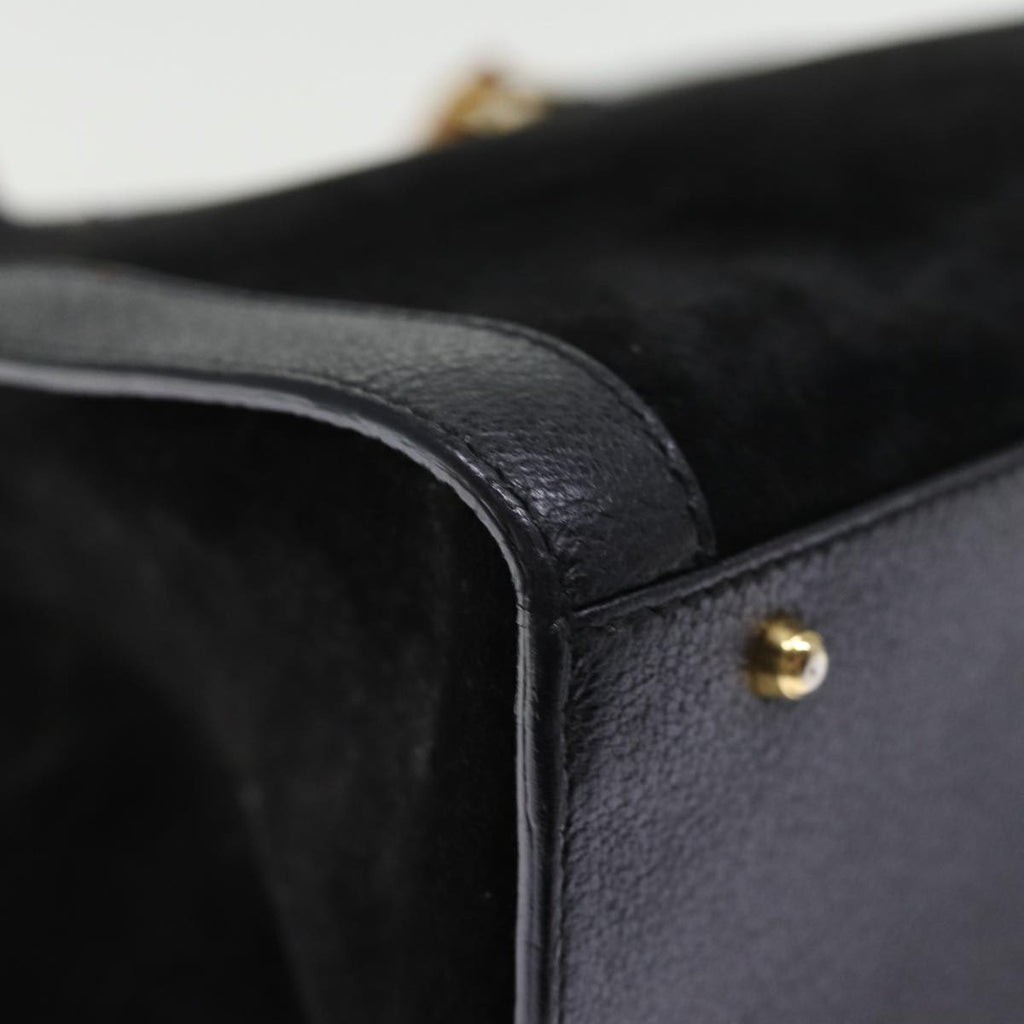 GUCCI Bamboo Hand Bag Suede Leather Black 002 1186 0260 76161