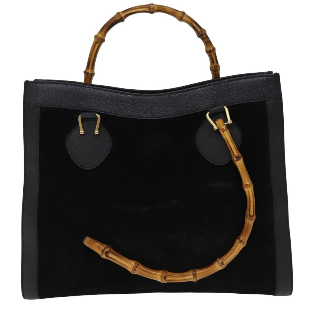 GUCCI Bamboo Hand Bag Suede Leather Black 002 1186 0260 76161