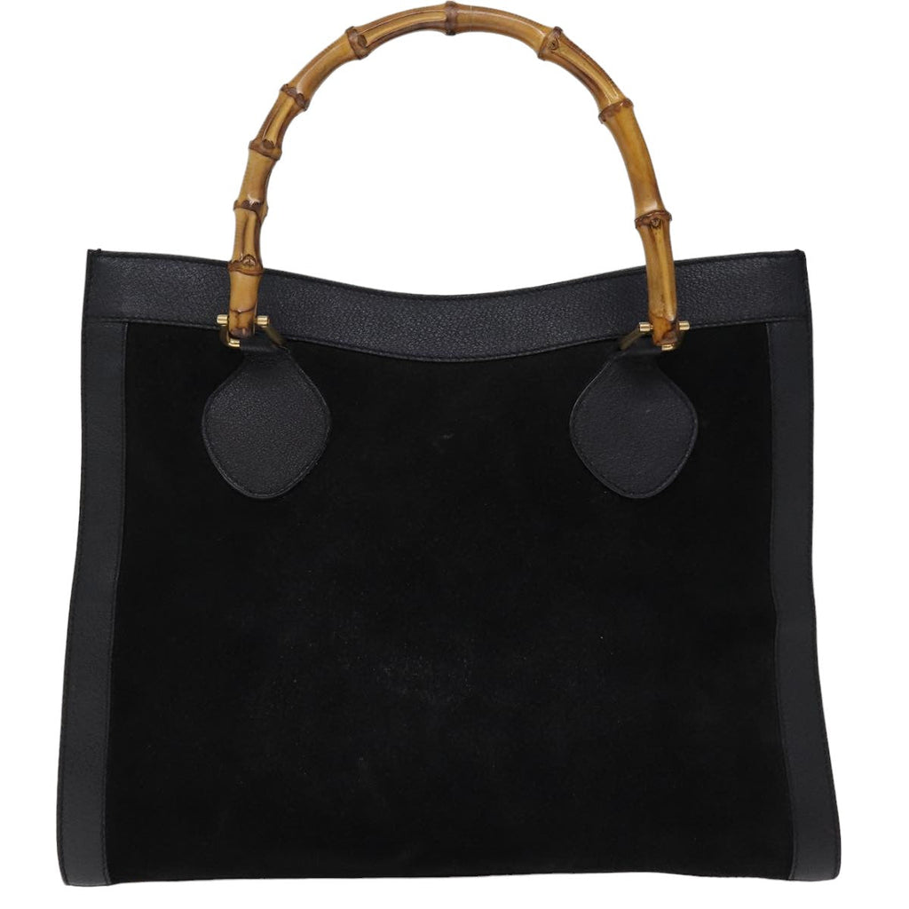 GUCCI Bamboo Hand Bag Suede Leather Black 002 1186 0260 76161